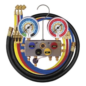 MANIFOLD DE 4 VIAS PARA R22/R422A/R427A/R422D/R417A COM MANGUEIRAS DE 150CM | Mixtool® MT96261-EBR